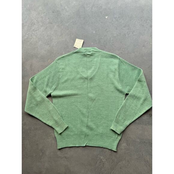 New Deadstock Vintage 80s Sweater Pullover Men Large V-Neck Golf Prep Sage Green - Picture 6 of 6